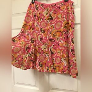NWOT Sigrid Olsen floral print midi flounce skirt, size 10
